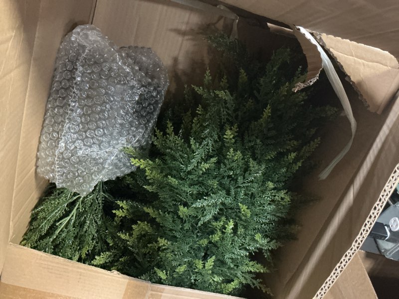 Condition photo showing As Is for ?Set of 2? Large Supersize Tree - 42Inch/3.5 Foot Outdoor,Indoor Artificial Boxwood Plant Topiary Garden Torch Shaped Topiary Artificial Topiaries Bushes Potted Fake Plants Company Home Office Decor