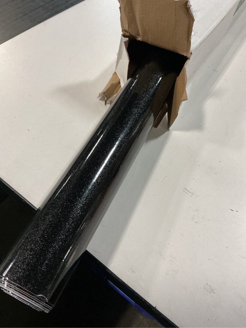 Condition photo showing As Is for tanone black wallpaper, vinyl countertop paper, self-adhesive film and iridescent glitter surface, decorative paper for kitchen cabinets, wardrobe, furniture (23.6'' x 216.5'') 23.6" x 216.5" black - glitter