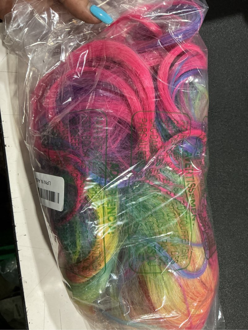 Condition photo showing Good Condition for child kids colorful wigs long curly wavy multicolor wig for girls kids rainbow wig colored synthetic cosplay party halloween wigs(colorful)