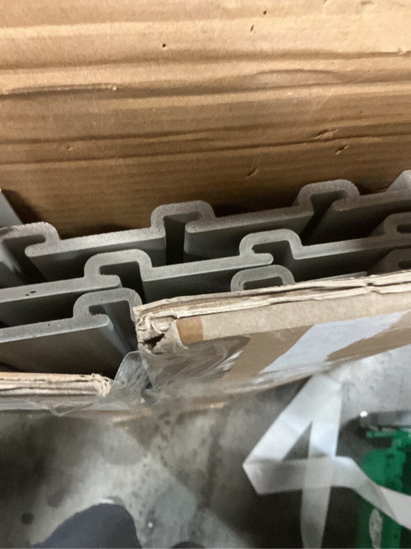 Condition photo showing As Is for vevor slat wall paneling, 4 x 4 ft, pvc garage slatwall with modular design, grey slat wall easy-to-install adjustable slatwall panel with coupling structure & diy cutting, fits for storage & display pvc gray