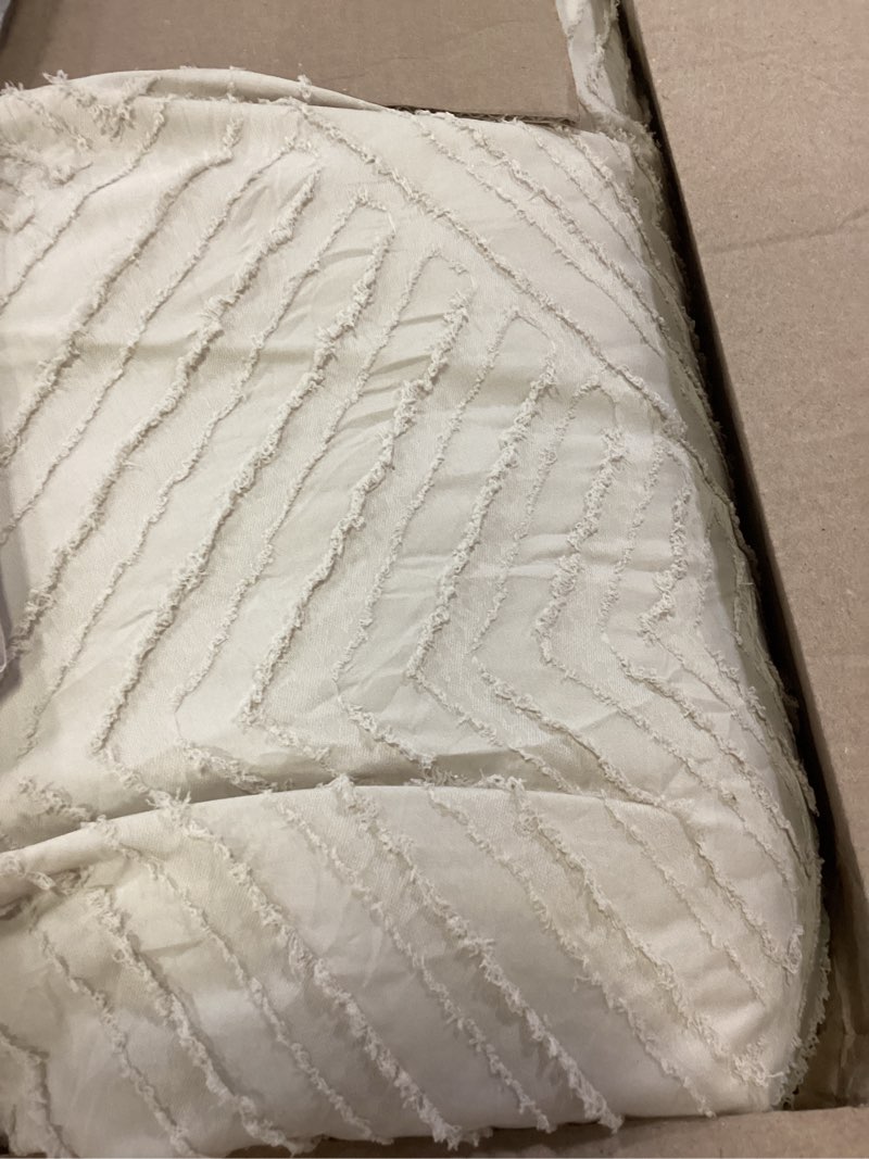Condition photo showing As Is for andency queen comforter set beige, 3 pieces queen size comforter sets boho cream solid bedding set & collections, all season tufted farmhouse bed comforter set (90x90 in comforter & 2 pillowcases)