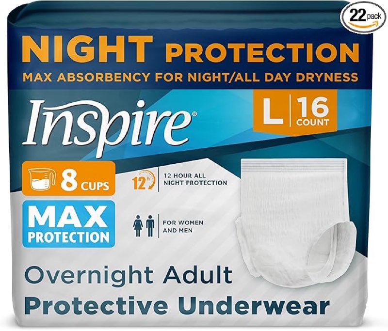  Box of 4 pack Inspire Adult Diapers Women or Men - MAX Absorbency | Our Most Absorbent and Dry, Incontinence Under size L 