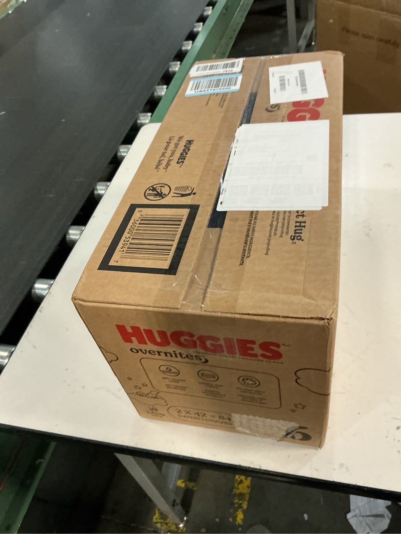 Condition photo showing New/Like New for huggies size 6 overnites baby diapers: overnight diapers, size 6 (35+ lbs), 84 ct (2 packs of 42), packaging may vary size 6 84