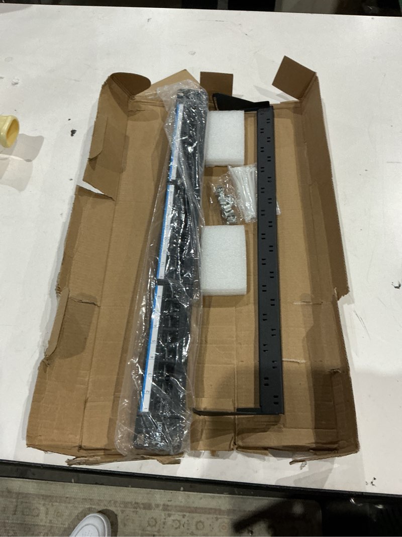 Condition photo showing Good Condition for jadaol [ul listed] 24-port shielded cat6a patch panel, 19” 1u rackmount/wall mount feed-through rj45 panel with 24 preloaded shielded keystone couplers + 1 spare, up to 10gbps, cable management bar cat6a 24port