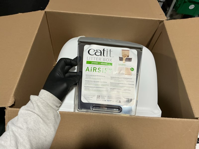 Condition photo showing Good Condition for Catit Airsift Jumbo Hooded Litter Pan, Warm Gray/White - Privacy and Easy Access for Cleaning - Ideal for Larger or Multiple Cat Households