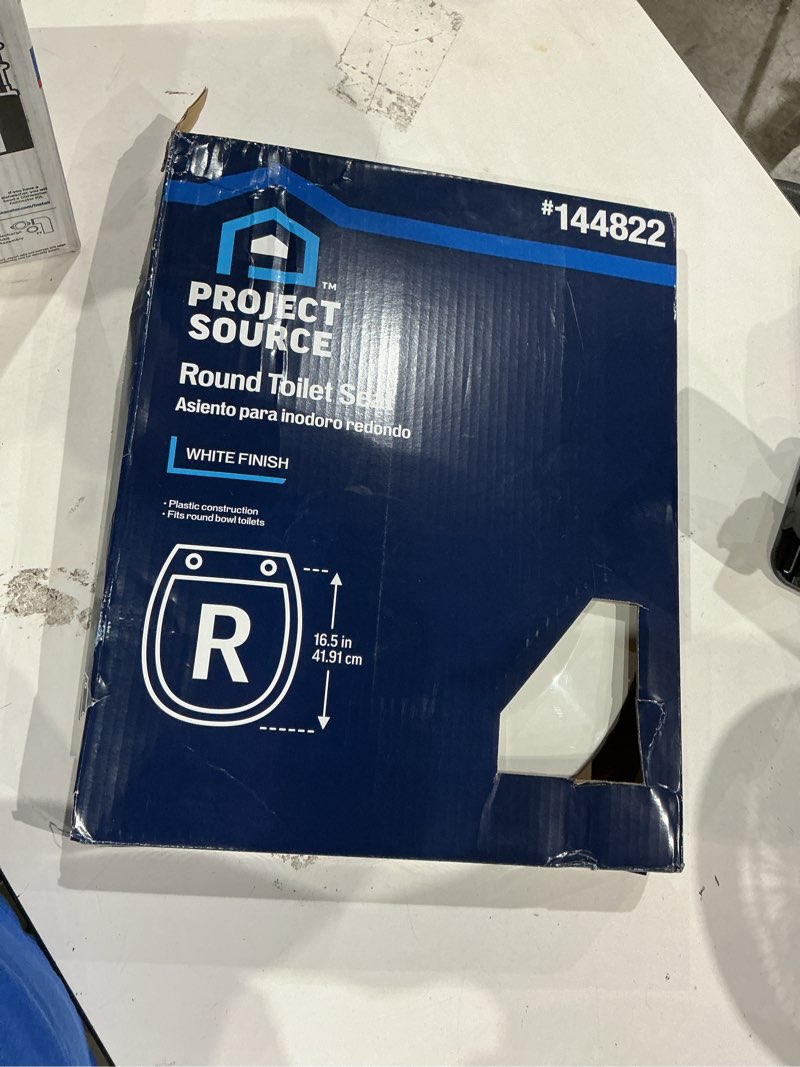 Condition photo showing As Is for project source plastic white round toilet seat
