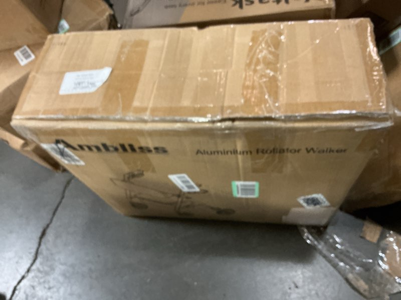 Condition photo showing As Is for Ambliss Rollator Walkers with Seat for Seniors, 8" Wheels, 300lb. Weight Capacity, All Terrain Lightweight Walkers for Seniors with Backrest, Height Adjustable Foldable Walker, Green