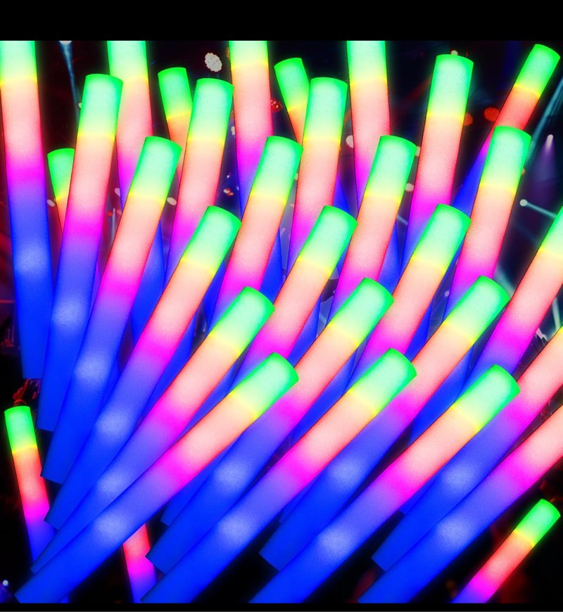 130-Pack White Foam Glow Sticks for Weddings - Bulk LED Light Up Party Glow Wands, Reception Props - Glow Sticks for Adults, Dance