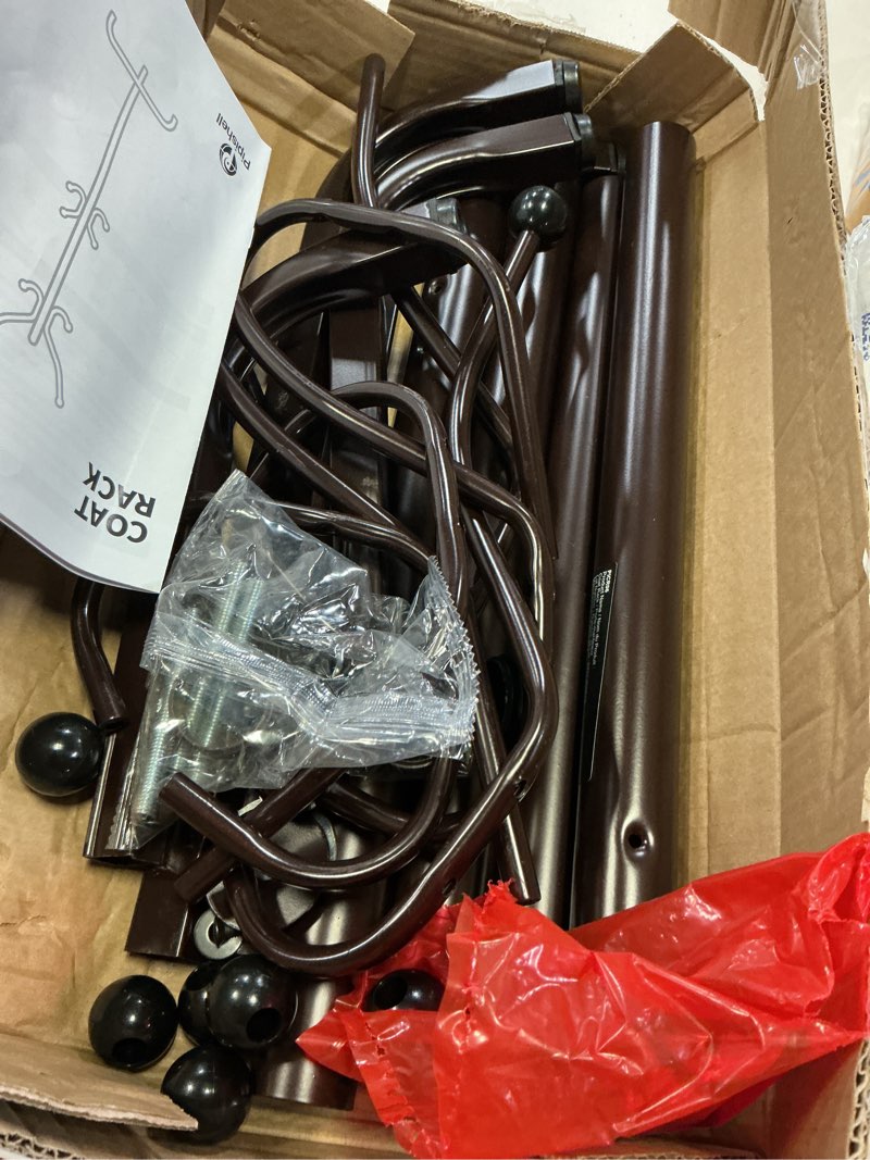 Condition photo showing As Is for coat rack stand 14 hooks coat rack stand metal freestanding coat rack coat tree for home, office, entryway, hallway, bronze
