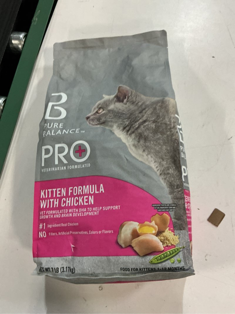 Condition photo showing Good Condition for (best by may 29/2026) pure balance pro+ kitten formula with chicken dry cat food, 7 lbs