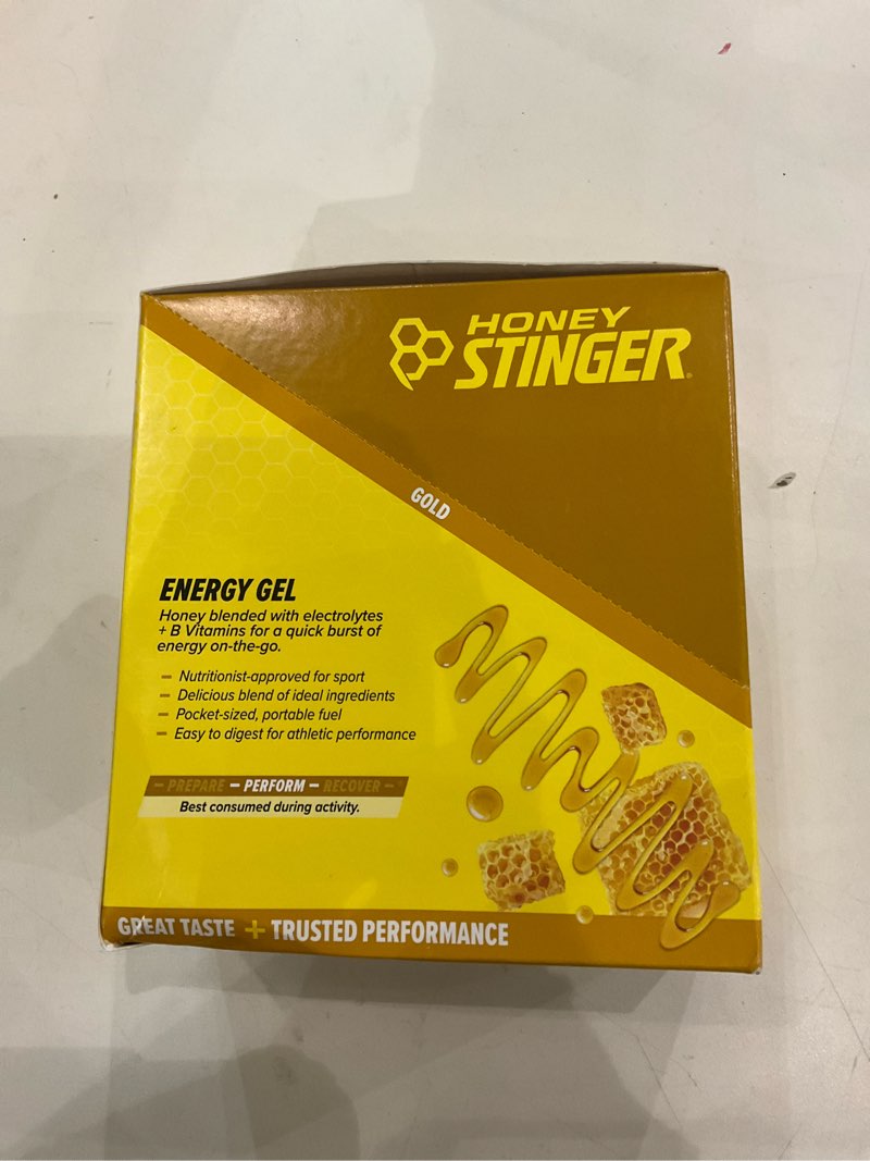 honey stinger gold energy gel, gluten free & caffeine free, for exercise, running and performance, s