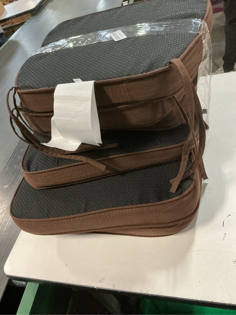 Condition photo showing As Is for downluxe Chair Cushions for Dining Chairs, Waterproof Kitchen Chair Pads, Non-Slip Dining Seat Cushion with Ties, 17" x 16" x 2.5", Brown, 6 Pack Brown 6 Count (Pack of 1)