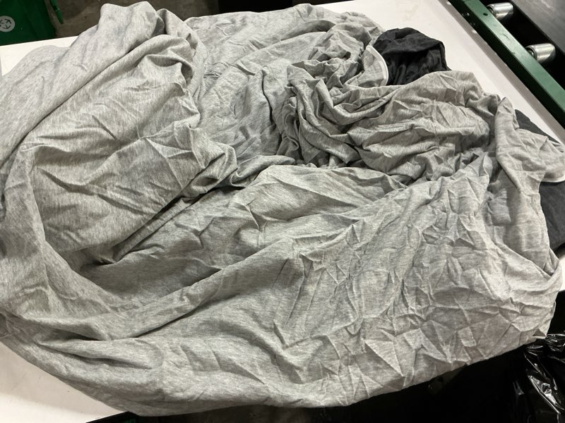 Condition photo showing As Is for pure era jersey knit duvet cover set heather charcoal grey/grey king | 100% cotton, 3 piece set, t shirt soft, breathable, envelope closure pillowcases, hidden zipper, 8 ties, no insert, modern heather charcoal grey/grey(no comforter) queen
