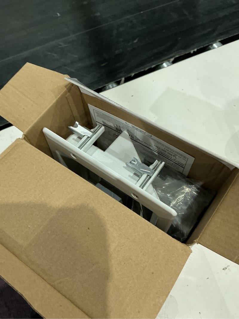Condition photo showing As Is for sanus 3-3/4-in x 8.75-in plastic white flat screen tv kit