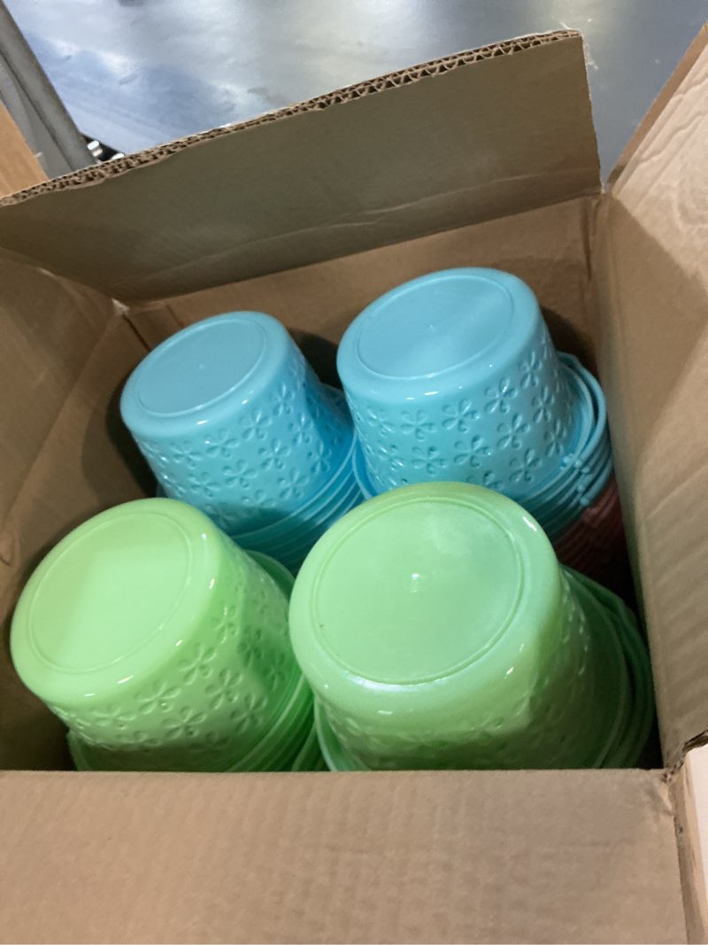 Condition photo showing New/Like New for havawish easter baskets bulk with handle small colorful plastic eggs baskets easter bucket for egg hunt spring party favors(100 pcs,round) 100 round
