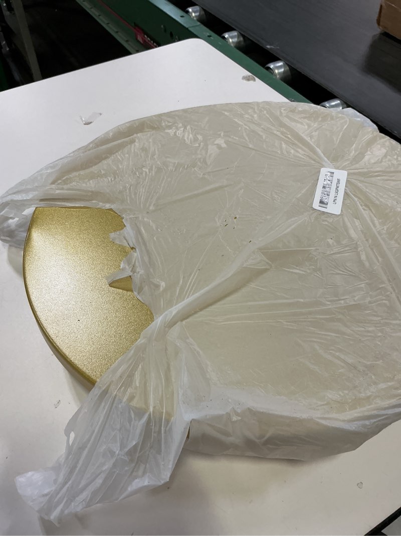 Condition photo showing As Is for Wenqik 16 Inch Metal Gold Cake Stand with Cake Knife and Spatula, Round Dessert Table Display Stand Metal Dessert Tray Serving Platter for Party, Wedding, Birthday, Baby Shower, Anniversary