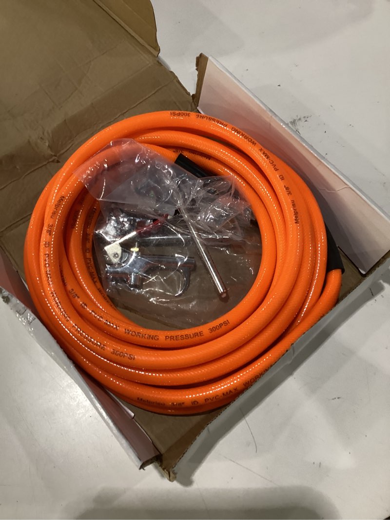 Condition photo showing As Is for 17 pieces air tool kit 3/8" x 25ft pvc air compressor hose kit air compressor accessories kit