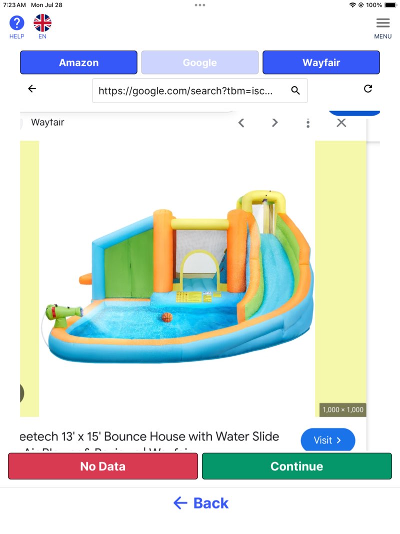 15' x 13' Inflatable Water Slide with Air Blower SIMILAR TO STOCK PHOTO