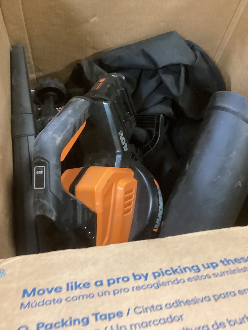 Condition photo showing As Is for WORX Nitro WG585 40V Cordless Leaf Blower, Electric Blower with 620CFM & 165MPH, Blowers for Lawn Care with Brushless Motor & 3 Speed Control, 2 Batteries & Charger Included 620CFM 40V Blower w/(2)4.0 Ah Batteries