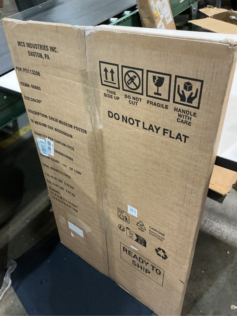 Condition photo showing New/Like New for MCS Museum Poster Frame 24x36 Medium Oak, Vertical & Horizontal Wall Hanging Large Picture Frame for Photos, Posters & Art Prints (1-Pack) 1-Pack Medium Oak Woodgrain 24x36