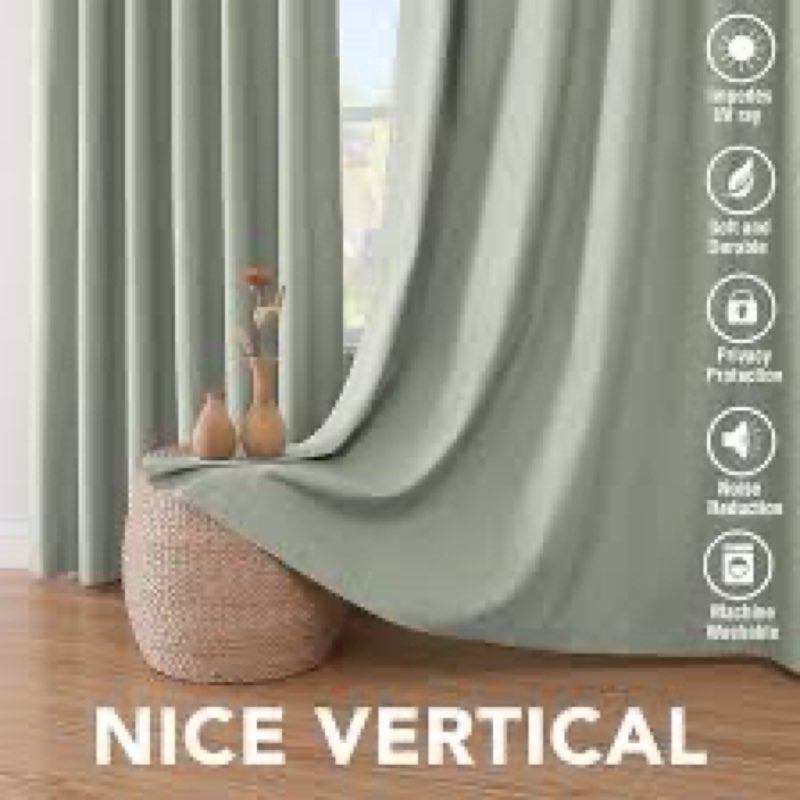 H.VERSAILTEX Linen Curtains 100% Blackout Curtains for Bedroom 108 inch Long Full Light Blocking Nat