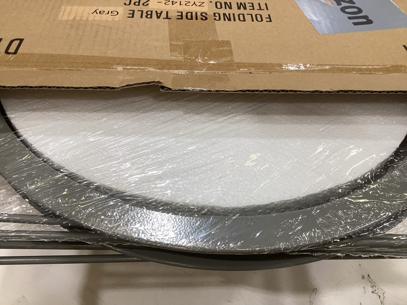 Condition photo showing Good Condition for garden 4 you folding tray metal side table 2pc grey round end table cyan sofa small accent fold-able table, round end table tray, next to sofa table, snack table for living room and bed room