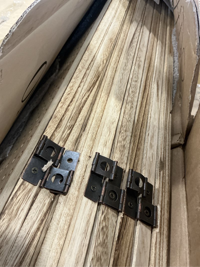 Condition photo showing As Is for 8 Panel Room Divider with Pegboard Display 5.6FT Wood PegBoard Room Dividers, Folding Privacy Screens Portable Freestanding Partition Wall Divider for Art Shows & Room Separation, Natural Wood Natural Wood-pegboard Display 8 Panel