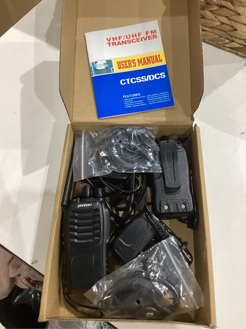 Condition photo showing Good Condition for pxton walkie talkies rechargeable long range two-way radios with earpieces,2-way radios uhf handheld transceiver walky talky with flashlight li-ion battery and charger?2 pack?
