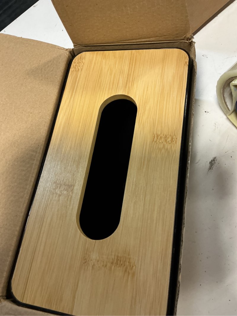 Condition photo showing Good Condition for modern tissue box cover with bamboo lid, tissue holder,rectangular box covers,for bedrooms, offices, bathrooms, living rooms etc. (black)