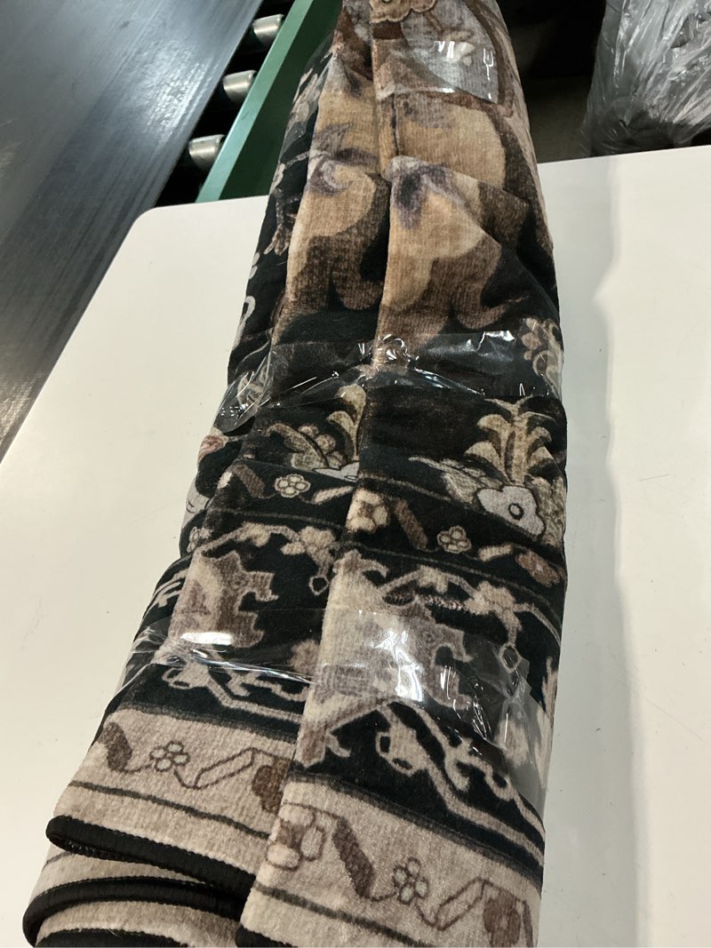 Condition photo showing Good Condition for releany area rugs 5'x7' washable non-slip, floral vintage distress print pattern medallion carpet for living room bedroom dining room, black brown neutral dark tan black/neutral 5' x 7' (rectangular)