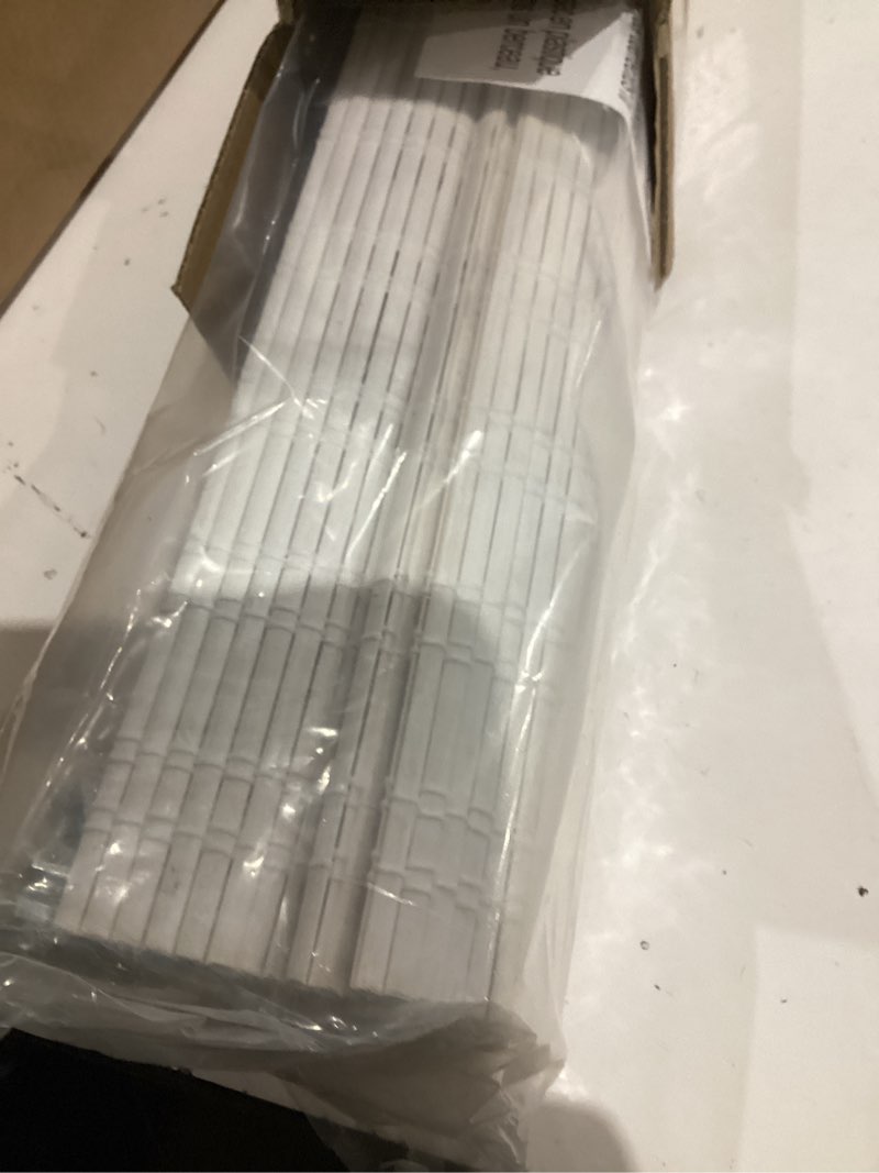 Condition photo showing Good Condition for LazBlinds No Tools No Drill Cordless Bamboo Roman Shades, Light Filtering Window Treatment, Roll Up Bamboo Blinds for Window 27'' W x 64'' H, Ceylon Vintage White Ceylon Vintage White 27'' W x 64'' H