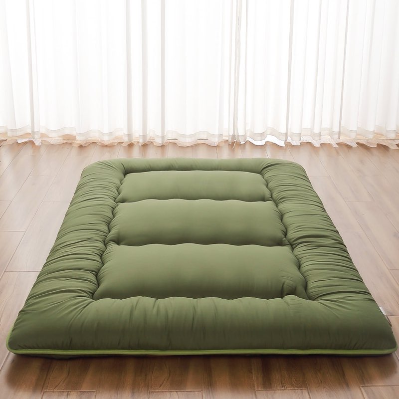 (Size unknow) Zelladorra Japanese Floor Mattress, Futon Mattress with Portable Storage Bag, Roll Up Mattress Thick Tatami Mattress Suitable for Camping, Guest Room, Green, 