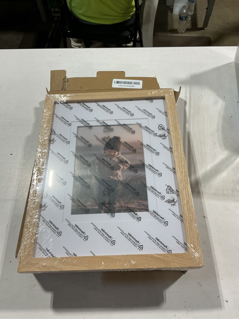 Condition photo showing Good Condition for kinlink 9x12 picture frames natural, solid wood frames with acrylic plexiglass for pictures 5x7/6x8 with mat or 9x12 without mat, tabletop and wall mounting display, set of 4 natural 9x12
