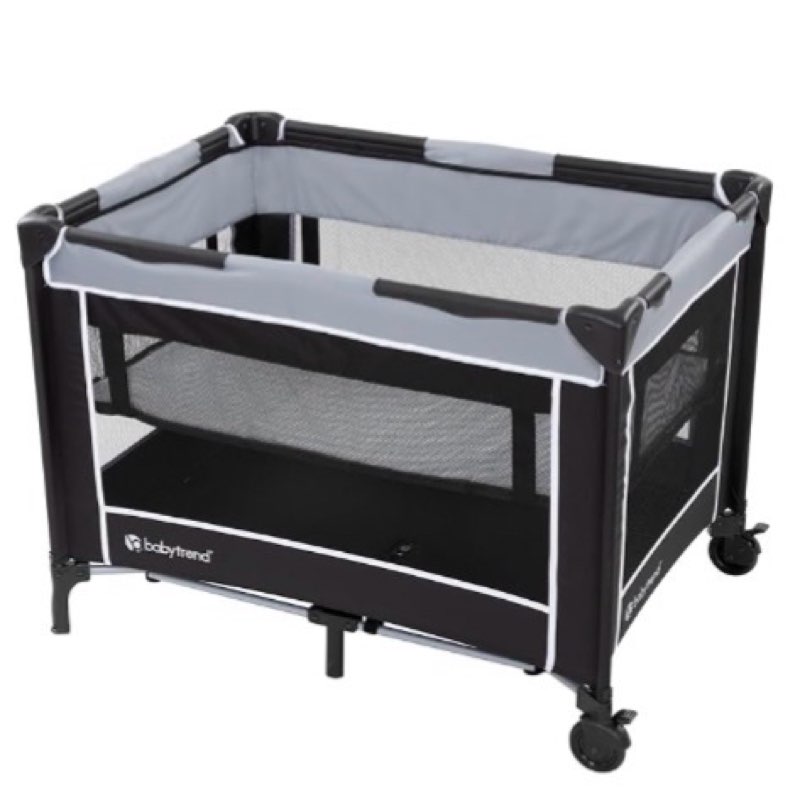 baby trend portable playard with bassinet, twinkle grey