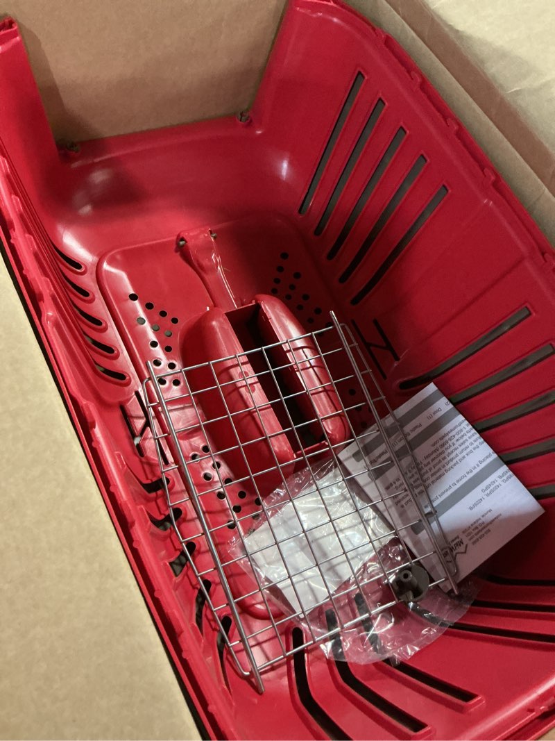 Condition photo showing As Is for midwest homes for pets spree travel carrier – hard-sided dog & cat carrier, small pet travel crate with handle, ventilated design, easy assembly, 24-inch, red red 24 inch