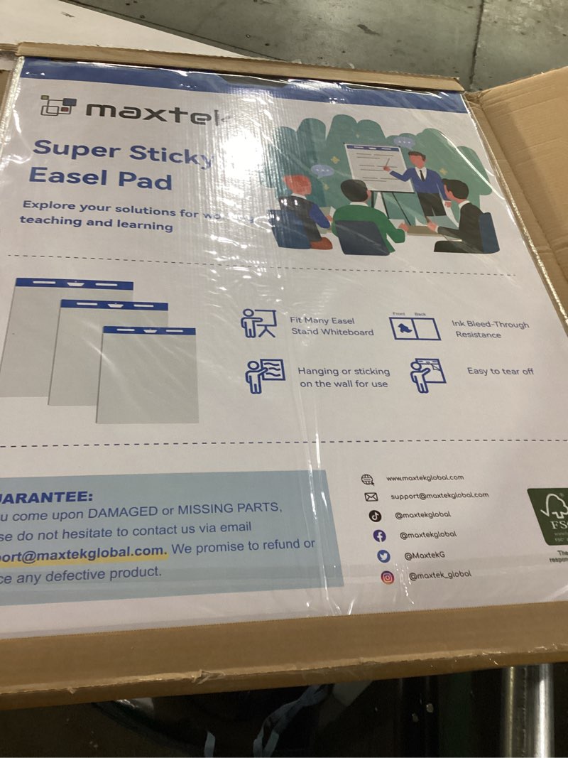 Condition photo showing New/Like New for maxtek Chart Paper 25"x30", Large Sticky Easel Pad with 4 Packs, 120 Sheets, Upgraded Big Anchor Flip Chart Paper with Super Sticky Back, Self-Stick Paper for Walls & Easels 25x30 In 4 Pack