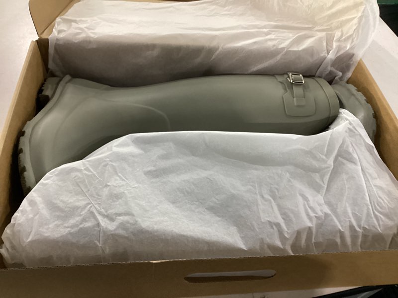 Condition photo showing New/Like New for Women's Rain Boots Waterproof Tall Knee High - Natural Rubber Wellies for Winter Snow & Slush, Arch Support Walking Shoes, Adjustable Calf with Buckle for Thick Socks Sage Green 5
