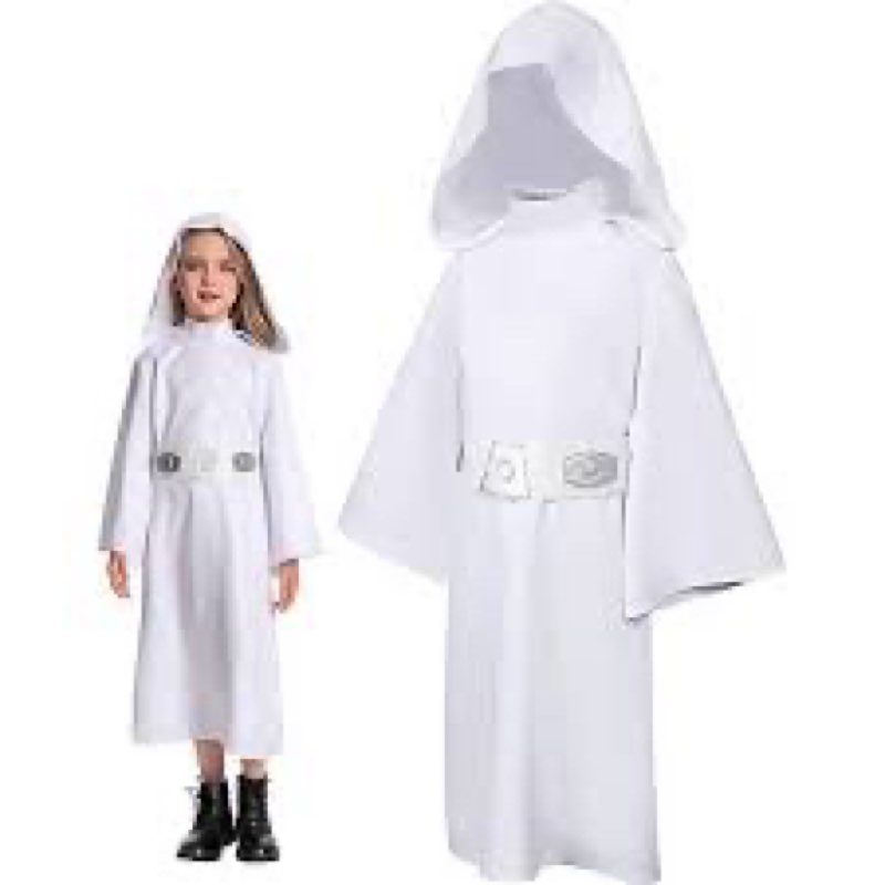 Heodols Princess Costume Kids Girls Force Knight Cosplay White Dress Belt Outfit for Birthday Hallow
