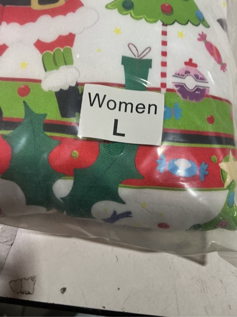 Condition photo showing New/Like New for ANGELGGH Family Matching Christmas Onesie, Cute Vacation Reindeer Print One Piece Pajamas, Hooded Holiday Sleepwear Nightwear Men Large Striped Santa Tree