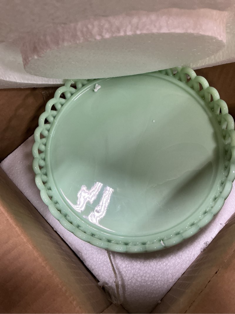 Condition photo showing Good Condition for Martha Stewart Highbrook 8.5" Handmade Jadeite Glass Cake Stand 8.5" Cake Stand Green (8.5")