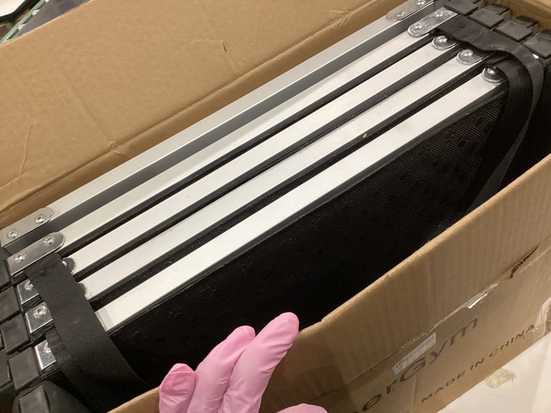Condition photo showing As Is for dog stairs for large dogs - extra-wide 20-inch step 43-inch 5-step extra dog steps tall designed for oversized suvs, off-road vehicles, and pickup trucks 5-steps extra-wide and extra-tall 18.7" w x 41-43" h