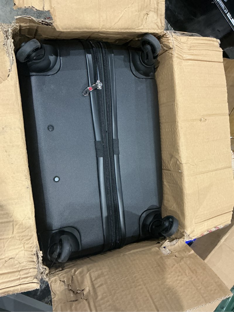 Condition photo showing As Is for swissgear 7366 signature hardside expandable luggage with spinner wheels, tsa lock, cup-holder, black, 3-piece set (19/23/27) 3-piece set (19/23/27) black