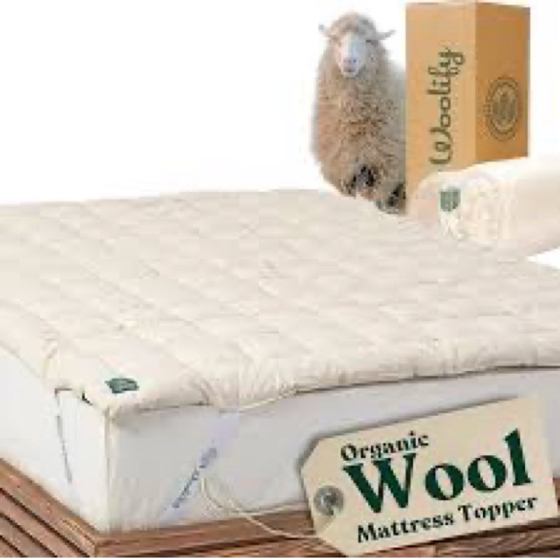 Luxury 100% Organic Wool Mattress Topper Made from Australian Merino,1500GSM Breathable Pillow Top M