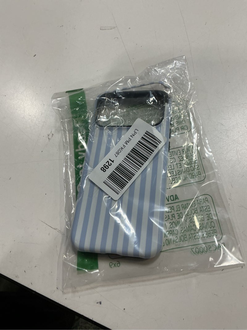 Condition photo showing New/Like New for Magnetic for iPhone 17 Pro Max Case Cute Stripes Phone Case, Shockproof Slim TPU and Hard PC Protective Phone Cover Compatible with MagSafe Designed for Women Girls, Blue and White Blue&White iPhone 17 Pro Max