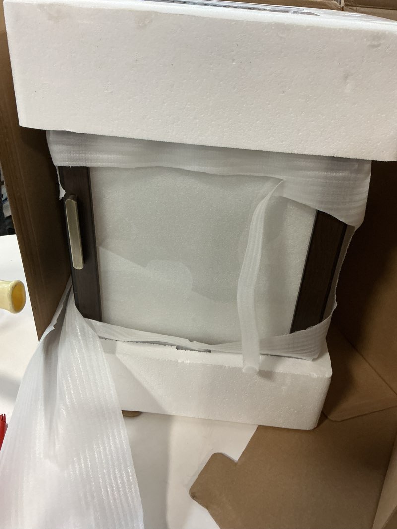 Condition photo showing As Is for Cigar Humidor, Desktop Cigar Humidor Cabinet Light Control System with Spanish Cedar Wood Shelves, Hygrometer, 3 Humidifiers and Cigar Accessories Drawer, Father's Day Gift for Men (Walnut)