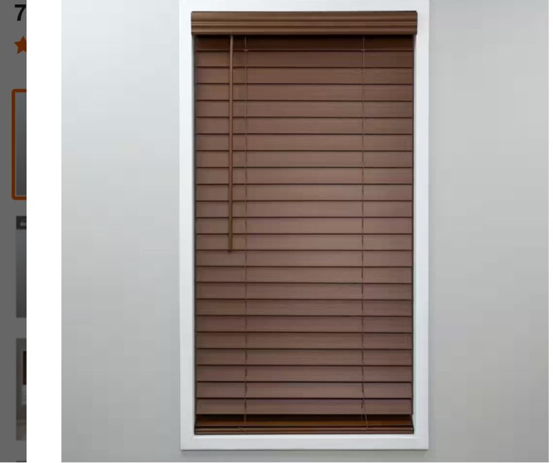Dark Oak Cordless Room Darkening Venetian Faux Wood Blinds with 2 in. Slats - 34.5 in. W x 72 in. L