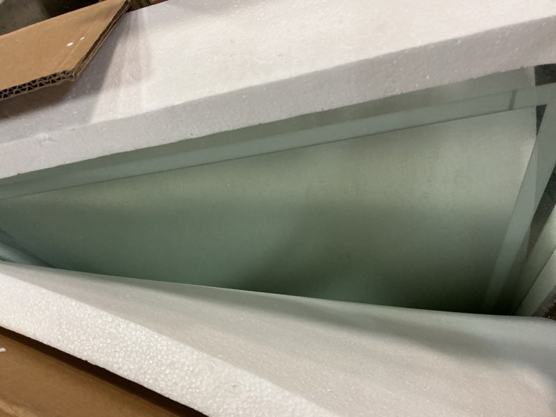 Condition photo showing As Is for LED Bathroom Mirror with Front Light, 24x32 Inch Rectangle Anti-Fog Wall Mounted Vanity Mirror, 3 Colors Light Dimmable Memory Makeup Mirror with Touch Switch