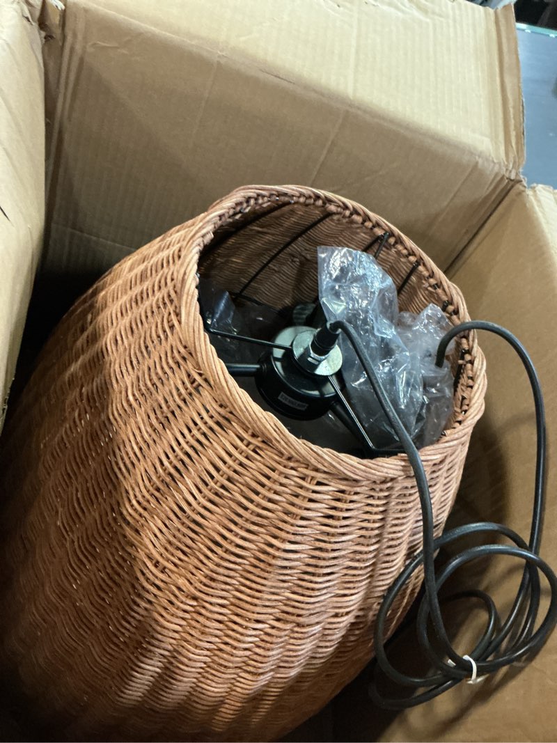 Condition photo showing Good Condition for farmhouse rattan chandelier 16.6" 3-lights boho hand woven pendant lights wicker dining room light coastal hanging lighting fixtures for living room bedroom kitchen sink restaurant entryway foyer brown-d-16.6in