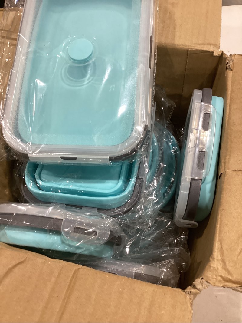 Condition photo showing Good Condition for sudaya 8 pack collapsible food storage containers with lids, collapsible storage containers sets silicone collapsible bowls for camping, rv accessories, travel trailer must