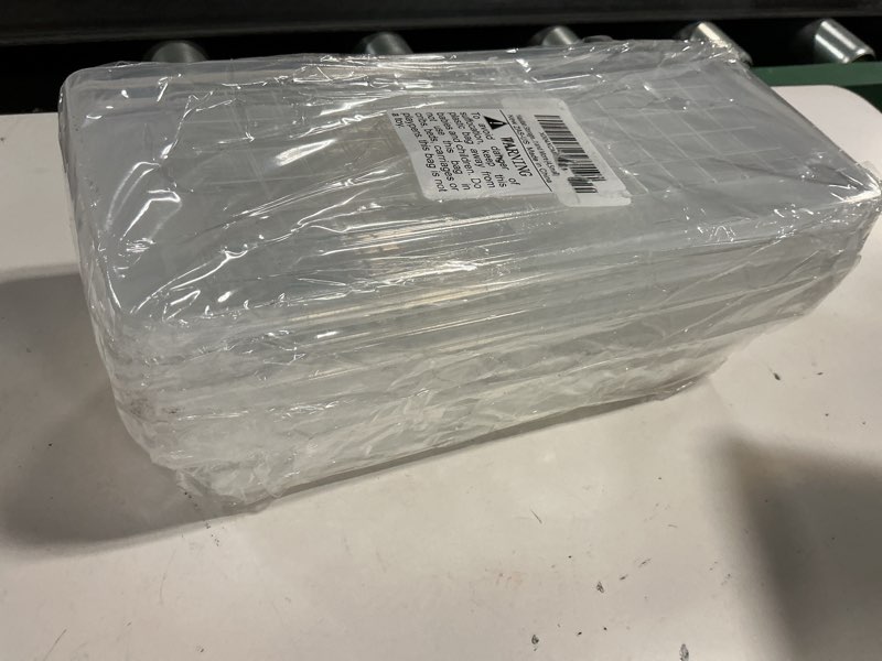 Condition photo showing New/Like New for 4pcs food storage container, plastic food containers small | [with removable drain plate and lid], [stackable portable freezer storage containers]-tray to keep fruits, vegetables, meat